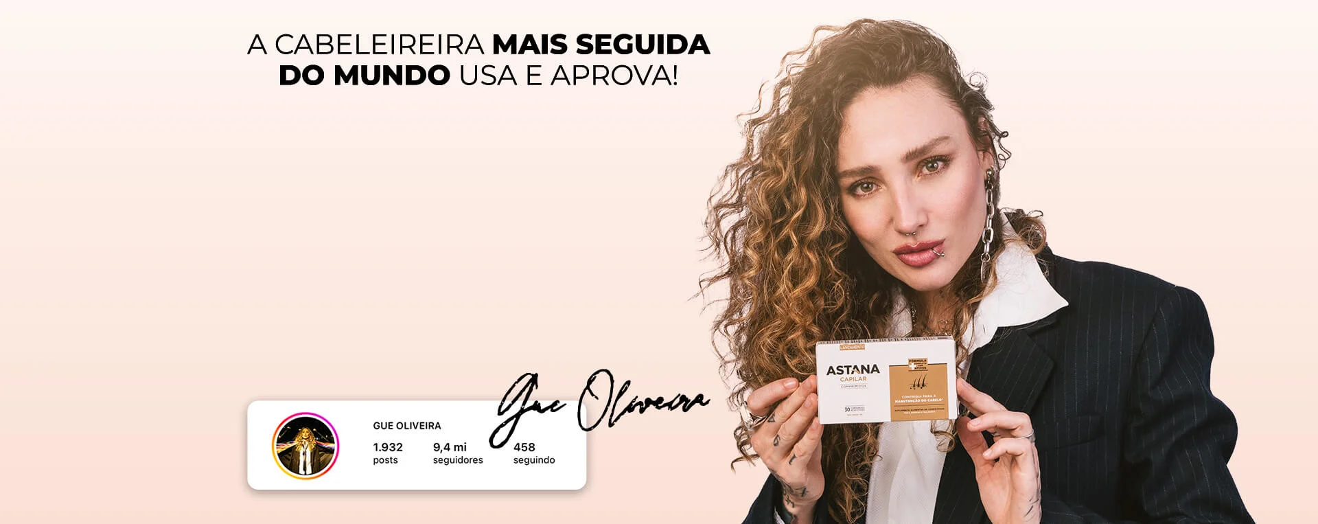 Gue Oliveira usa e aprova Astana Capilar